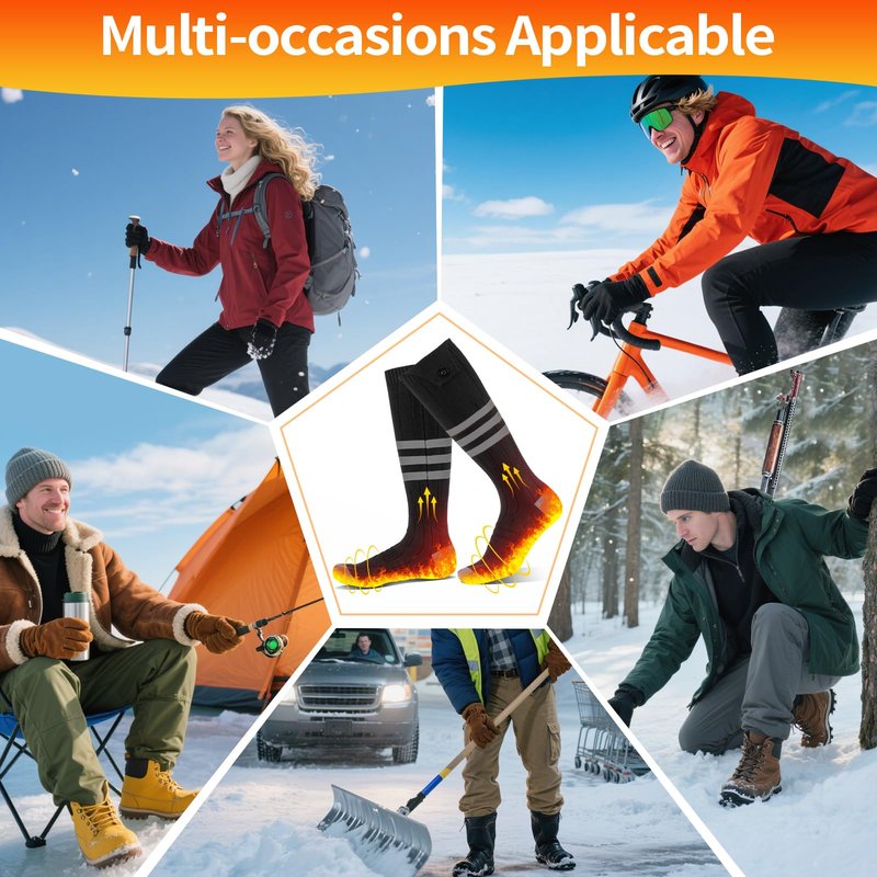 Heated Socks for Men Women, Rechargeable Electric Heated Socks Up to 8H, Washable Warm Socks for Winter Hunting Outdoor Working Skiing Hiking Cycling Camping Fishing