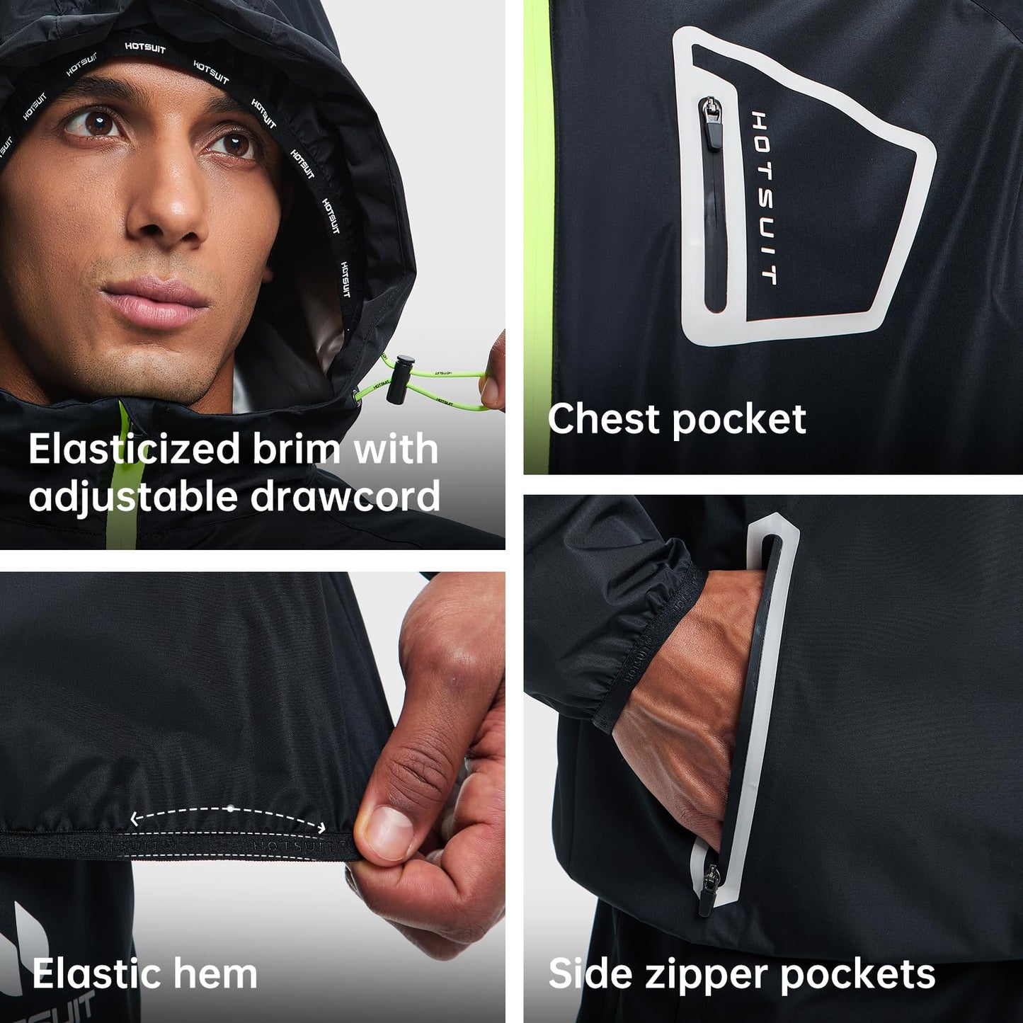 HOTSUIT Sauna Suit Men Anti Rip Boxing Sweat Suits Exercise Workout Jacket Pants