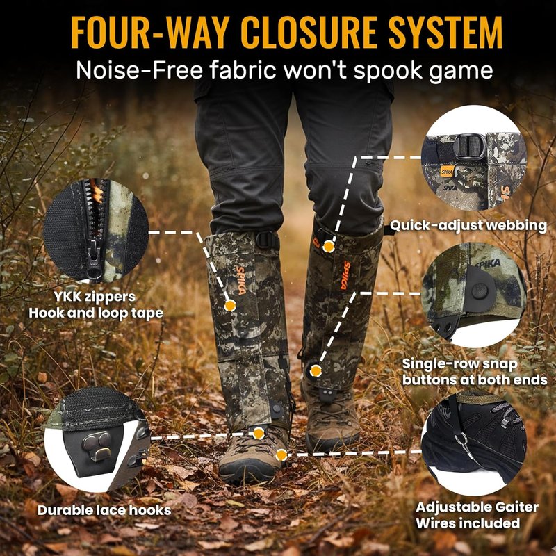 SPIKA Waterproof Snake Gaiters - Adjustable Leg Protection for Hiking | Unisex Outdoor Gear