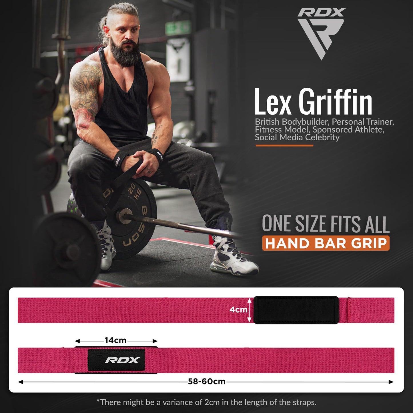 RDX Lifting Straps for Weightlifting –100% Cotton Heavy Duty Gym Wrist Strap with 5MM Neoprene Padding, 60CM Anti-Slip Hand Grip Wraps for Deadlifts Powerlifting Workouts Strength Training, Men Women