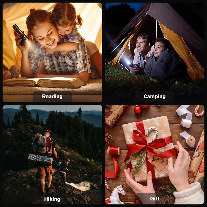 RECHOO 4Pack LED Flashlight, Bright Small Flashlights High Lumens with 3 Modes, Pocket Mini Flashlight Battery Powered, Flash Light Adjustable Focus, Waterproof Flashlights for Home Emergency Camping