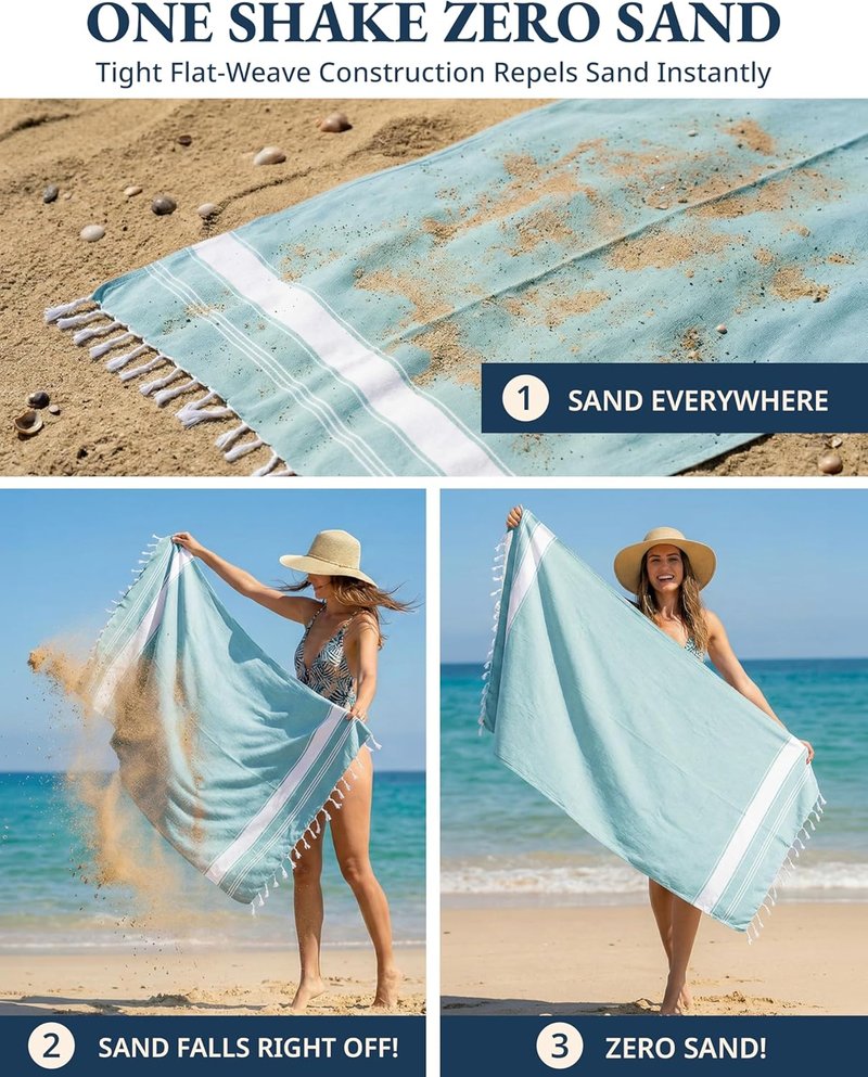 Extra Large Beach Towel - Oversized Quick Dry, Absorbent & Sand Free | 39"x71" - Aqua