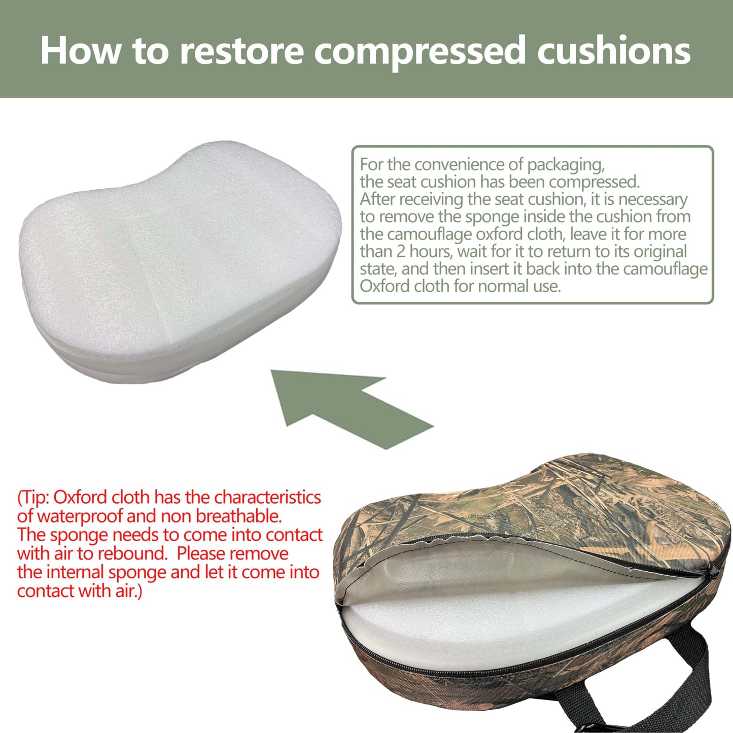 URMONA Portable Hunting Seat Cushion, 11.4 x 15.7 x 2.8in Thicken Lightweight Outdoor Cushion, Waterproof Sponge Dirty Proof Pad for Hunting, Camping, Stadium, Outdoor Sports, Fishing-C