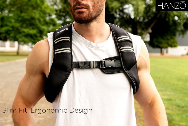 HANZO - Adjustable Running Weight Vest Premium Weighted Vest Running, Workouts, Fitness, Jogging, Hiking, Workout Weighted Vest Easy Washing (Black, 12lbs)