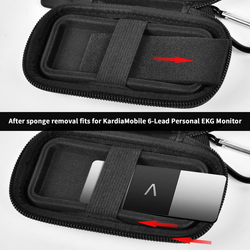 PAIYULE Heart Rate Monitor Case for KardiaMobile 6L / 6L Max 1L Personal EKG Monitor Storage Holder for Cardiac Mobile Portable Heart Rate Monitor Bag Organizer (Pill Box Included) (Full Black)