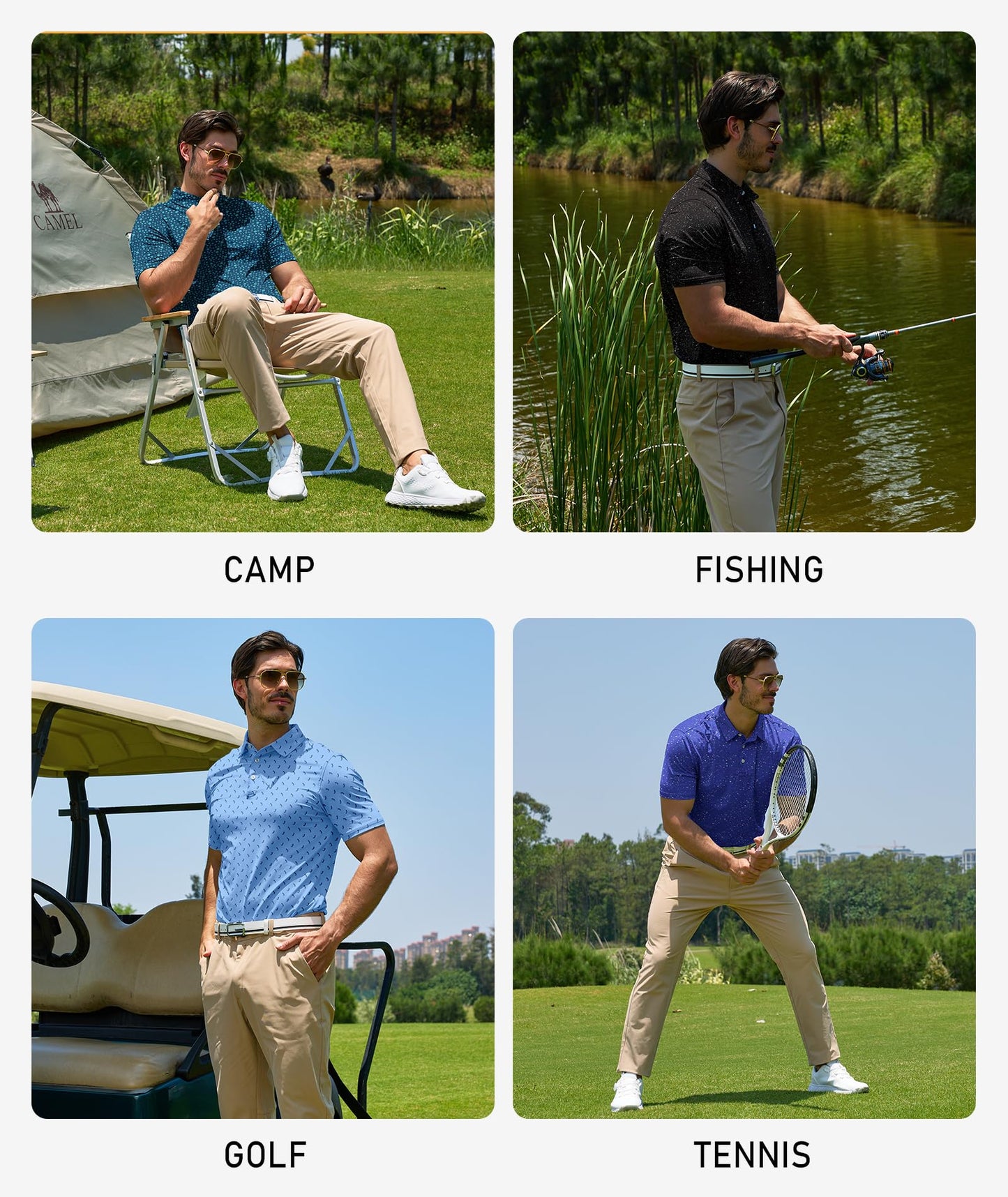 ZITY 5 Pack Mens Golf Shirt Short Sleeve UPF 50+ Moisture Wicking Performance Print Patterns Casual Golf Polo Shirts for Men Tealblue Legionblue Lightblue RoyalBlue Blackwhite X-Large