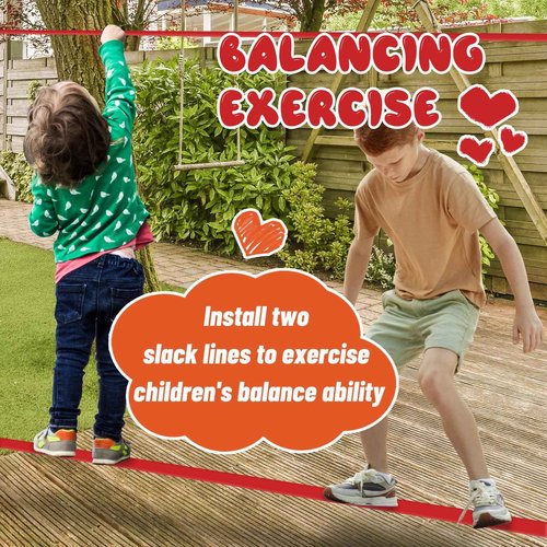 Ninja Warrior Obstacle Course for Kids，60ft Ninja Slackline-with 8 Pcs Accessories,Tree Protector & Carry Bag Ninja Course for Kids Outside-Backyard Zip Line for Kids