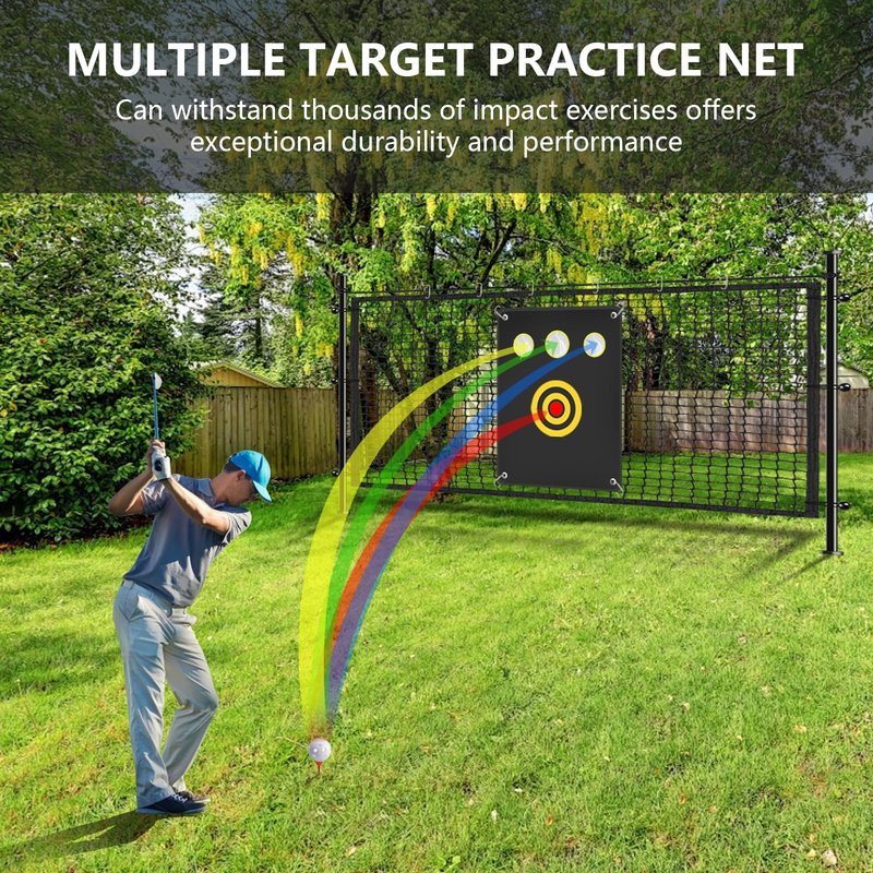 Golf Net Sports Netting Set - 10 x 10ft Practice Net with Target Fabric Rope Rings, Heavy Duty Sports Practice Barrier for Backyard,Indoor, Great Gift for Men/Women/Golf Lovers