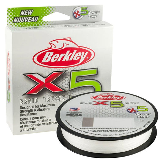 Berkley x5 Braid Superline, Crystal, 8-Pound Break Strength, 164yd Fishing Line, Suitable for Freshwater and Saltwater Environments