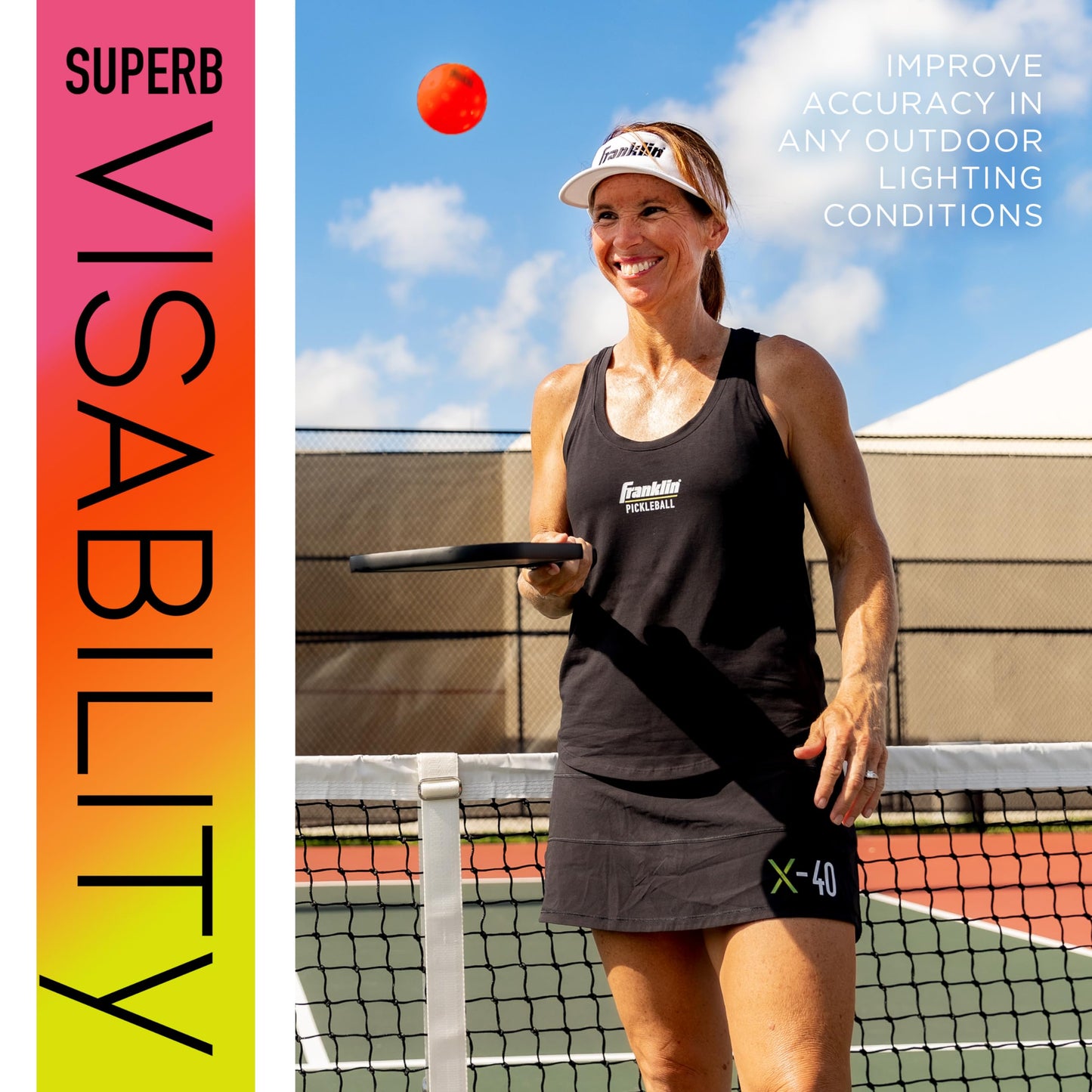 Franklin Sports X-40 Pickleballs - Official Ball of USA Pickleball, APP Tour, US Open - Suitable for Outdoor Courts - Regulation Size, Tournament Grade - Ember (Pack of 36)