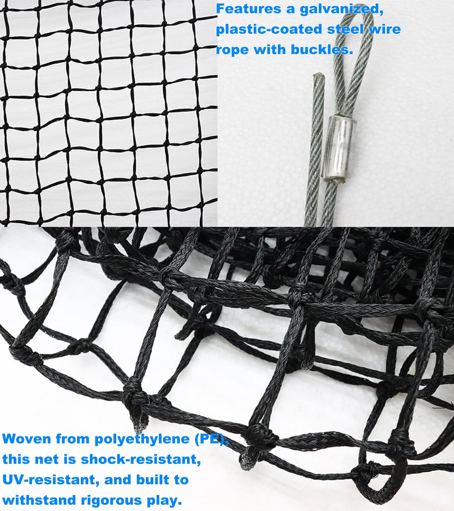 PreAsion 42FT Professional Tennis Net - 12.7m x 1.07m, Heavy-Duty Nylon & PE Construction, UV-Resistant, with Galvanized Steel Rope & Copper Grommets for Indoor/Outdoor Tennis Courts