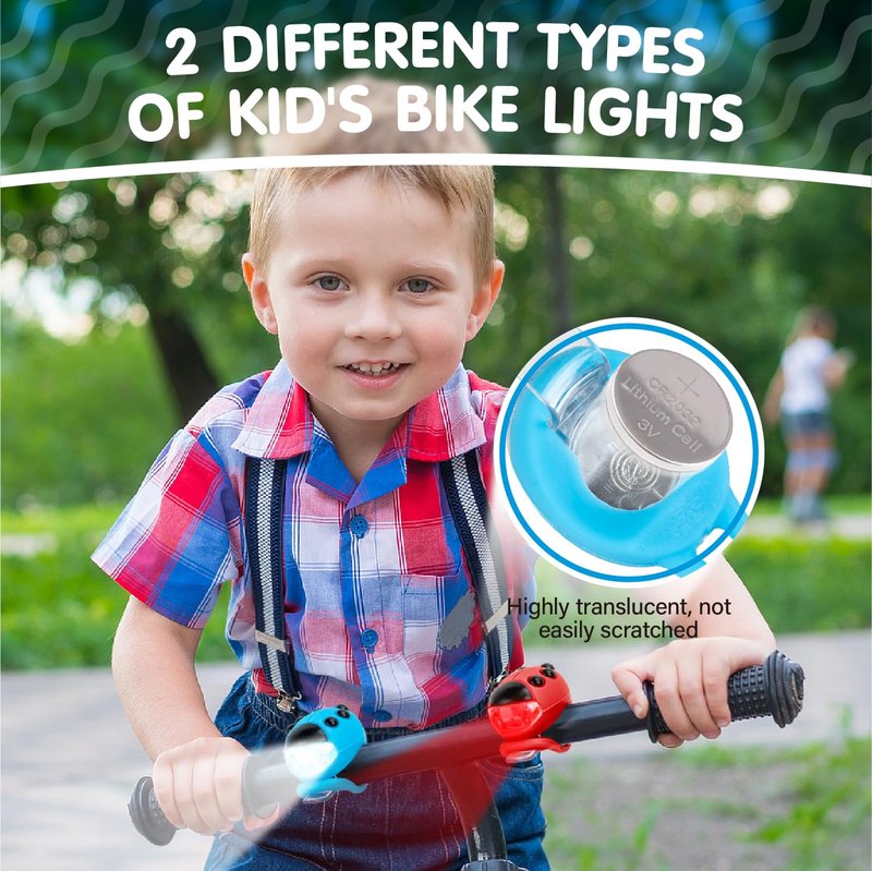 Gofimyee 2 Pack Kid Bike Light, for Kids Scooter, Waterproof with 3 Light Modes for Kids Scooter or Bycycle