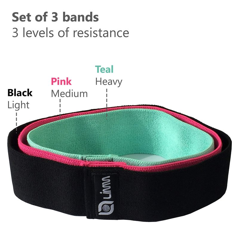 Limm Resistance Bands for Legs and Butt - Booty Hip Bands for Working Out - Fitness Loops to Activate Thighs, Glutes and Core - Premium Elastic Non-Slip Cotton Fabric