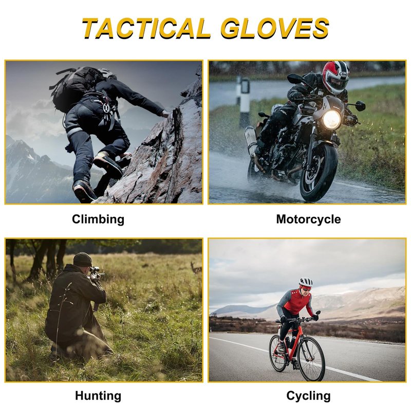 Fhmidic Large Tactical Gloves for Men - Hard Knuckle Protection | Touchscreen Compatible Motorcycle Gloves (Black, L)