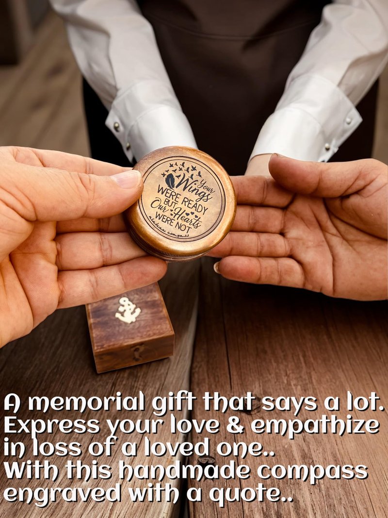 Memorial Gift for Condolence | Bereavement Sympathy Gift in Loving Memory of - Loss of Mother Father Son Daughter Loved One Grief - Remembrance Keepsake Gift Engraved Compass