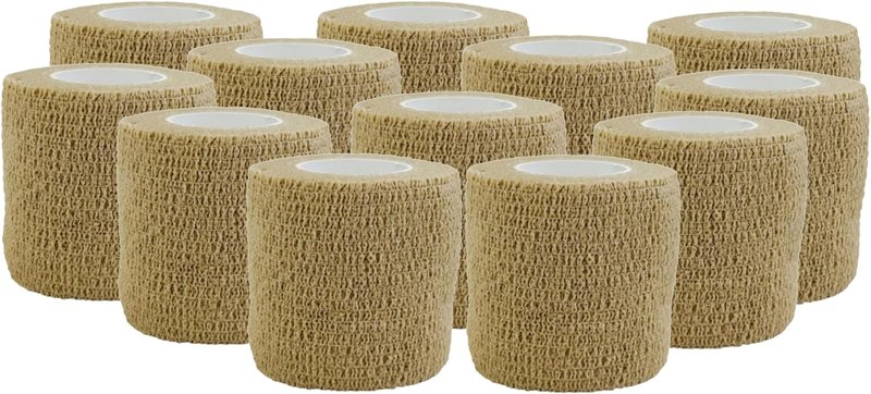 Cohesive Bandage 12-Pack - Self-Adhering Medical Tape for Secure Wound Care