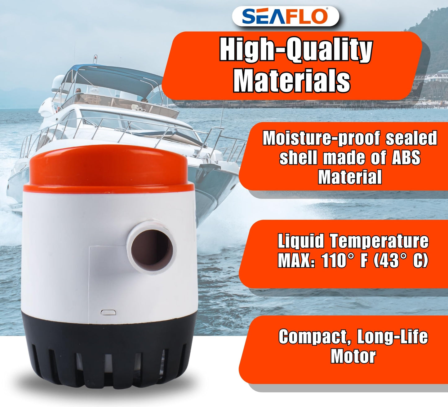SEAFLO 12V 750GPH Automatic Electric Submersible Bilge Pump for Pumping Water out