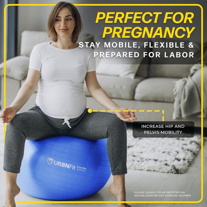 URBNFit Exercise Ball - Anti-Burst Yoga Ball for Stability & Pregnancy | Fitness Ball Chair for Home or Office