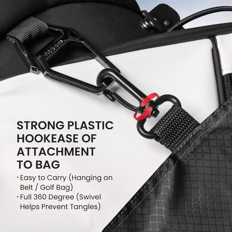 FINGER TEN Golf Pouch Bag for Valuables Tee Color with 4 Golf Pencil Pack, Zippered Pocket Gear Clip Hook to Bag (Black Pouch Bag)