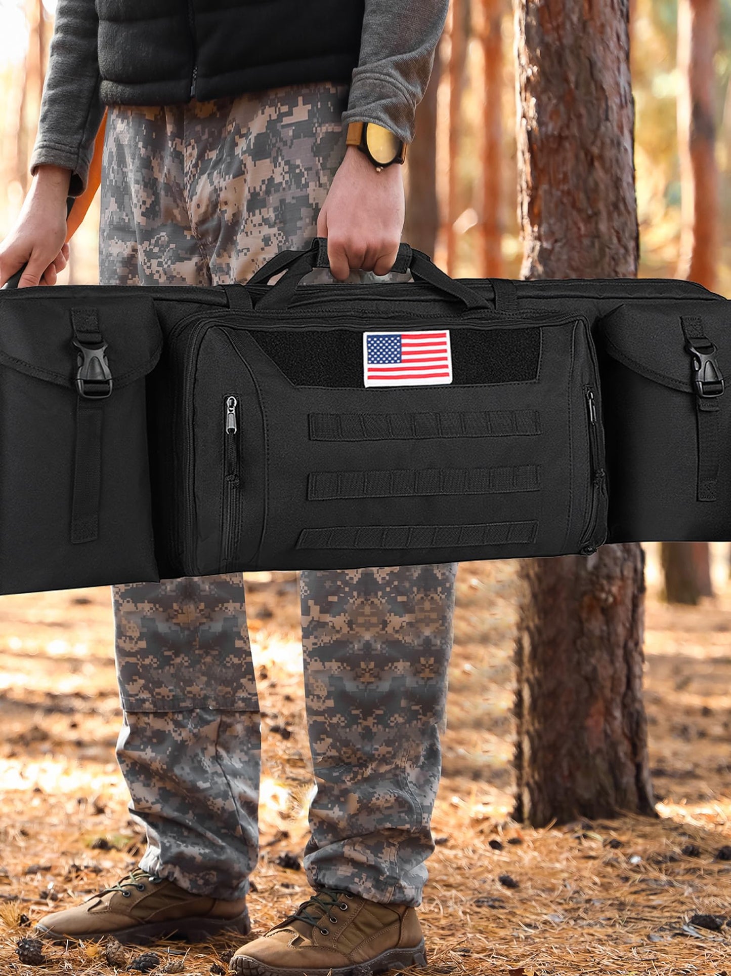 Espmotic 42" Double Rifle Case Soft Bag - Long Gun Backpack for 2 Rifles & Pistols, Padded Range Bag, Heavy Duty Waterproof for Hunting Shooting