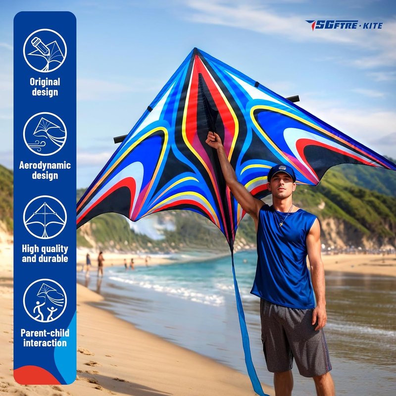 Delta Kite for Kids & Adults - Easy to Fly Beginner Kite for Beach & Outdoor Fun | Perfect for Family Activities