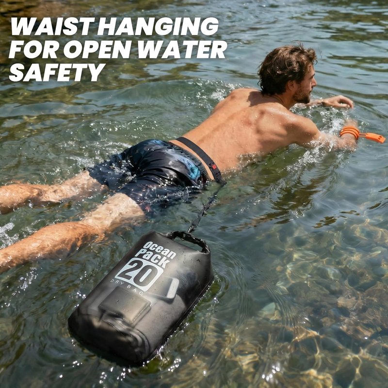Waterproof Dry Bag - 20L Roll Top Backpack with Phone Pouch | Lightweight for Kayaking, Boating, Fishing