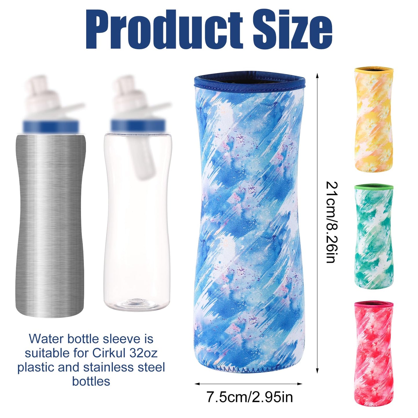 lasuroa 4pcs Sleeve for Cirkul Water Bottle 32oz, Neoprene Water Bottle Sleeve for Cirkul Plastic Water Bottle Protective Cover Insulated Water Bottle Cover for Retaining Temperature(4 Colors)