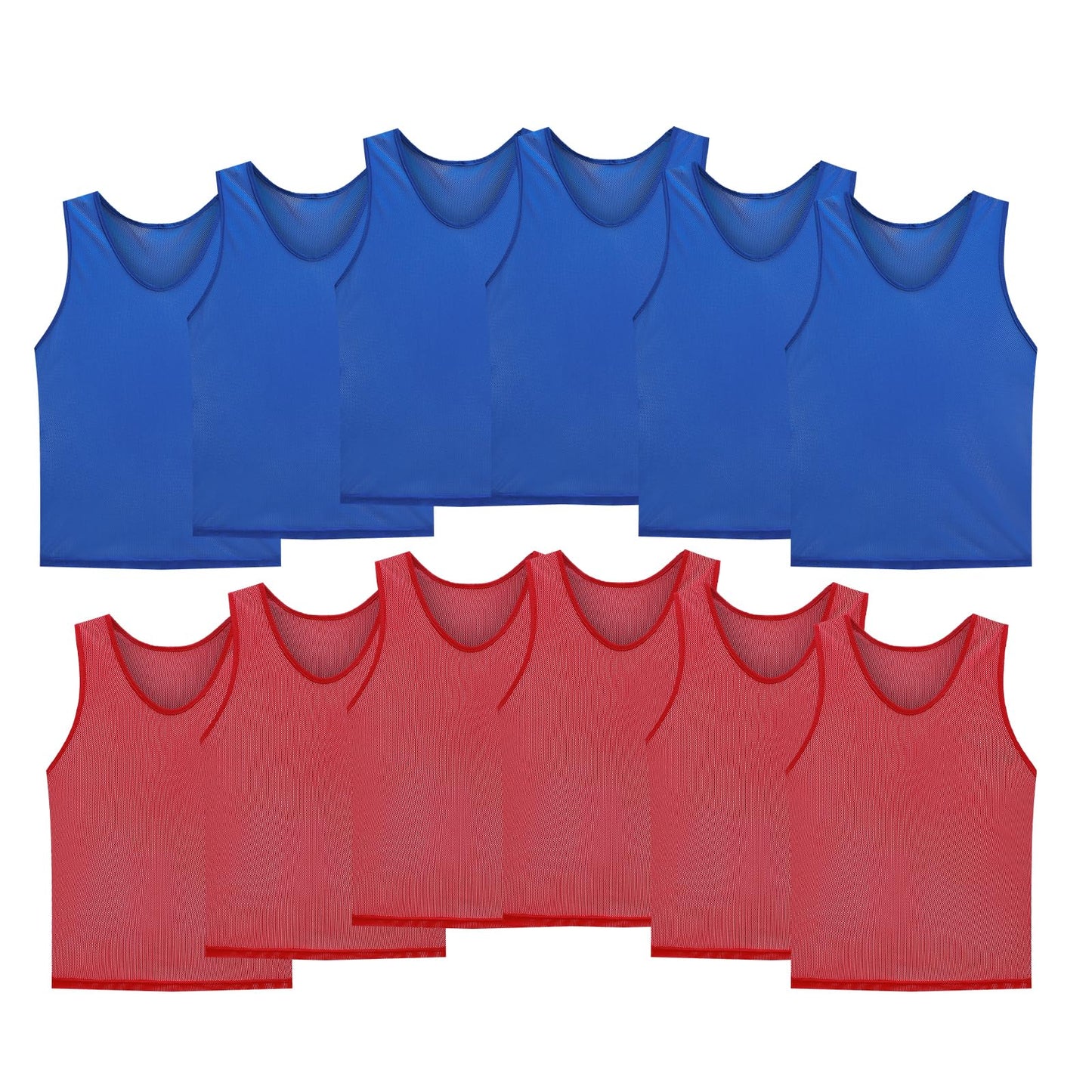 STLTYYP Sports Jerseys Mesh Pinnies Scrimmage Team Practice Vest for Kid for Teens and Adult (12 Jerseys)(XL, 6red+6blue)