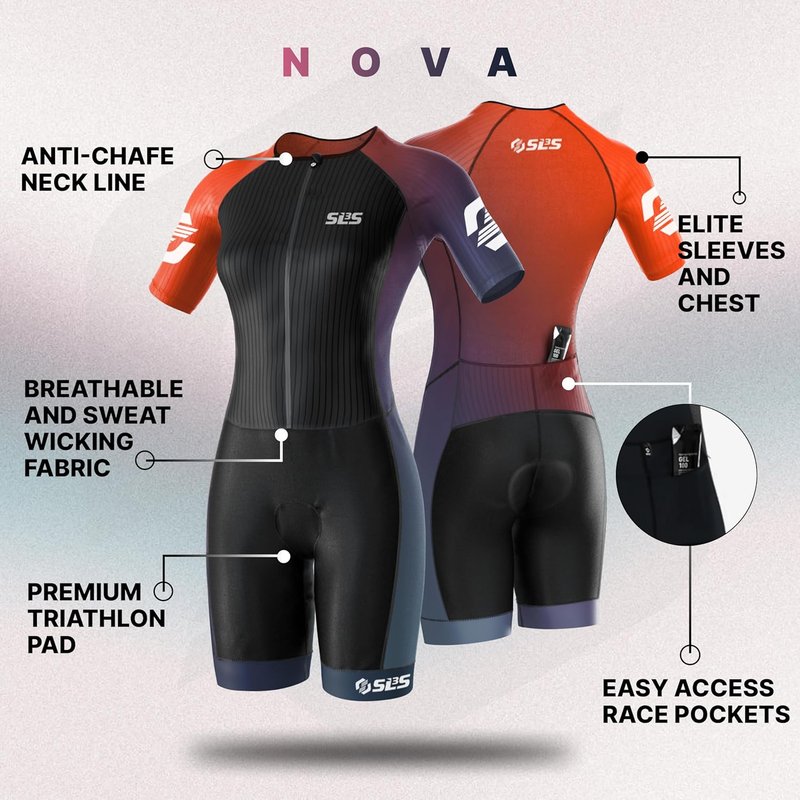 Elite Aero Sleeved Triathlon Suit for Women - Quick-Dry Trisuit with Italian Chamois | Perfect for All Distances