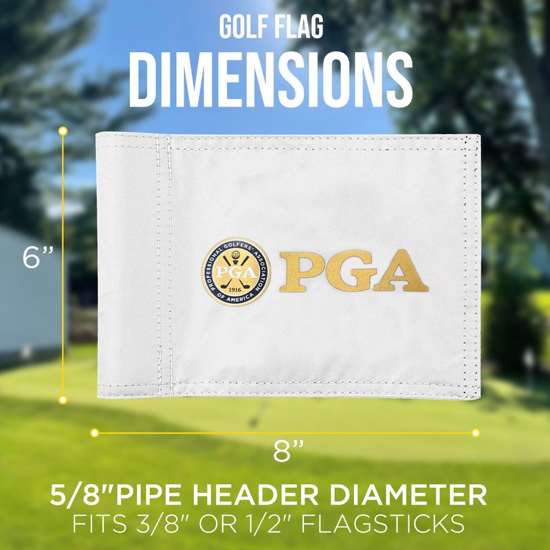 COGOLFING Golf Flag Mini, Double-Sided PGA National Flag with Regular Tube, Double-Sewn Durable 420D Nylon Golf Pin Flags for Backyard Landscape, 8"L x 6"H, White, 1-pack