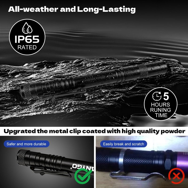 ANYGO Rechargeable Pen Light Flashlight, High Lumens Pocket Flashlight with Clip, 2 Modes Waterproof Small Flashlights, LED Mini EDC Tactical Flash Light for Inspection, Work, Repair