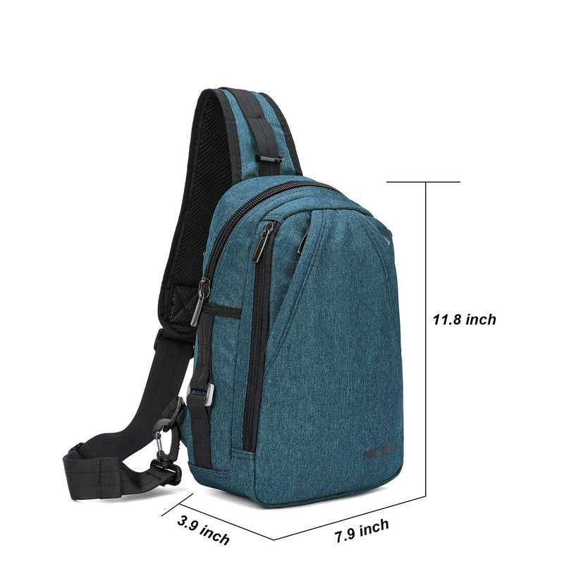 NICGID Sling Bags, Chest Shoulder Backpack Crossbody Bag One Strap Daypacks Outdoor Travel for Men Women (Blue green-010)