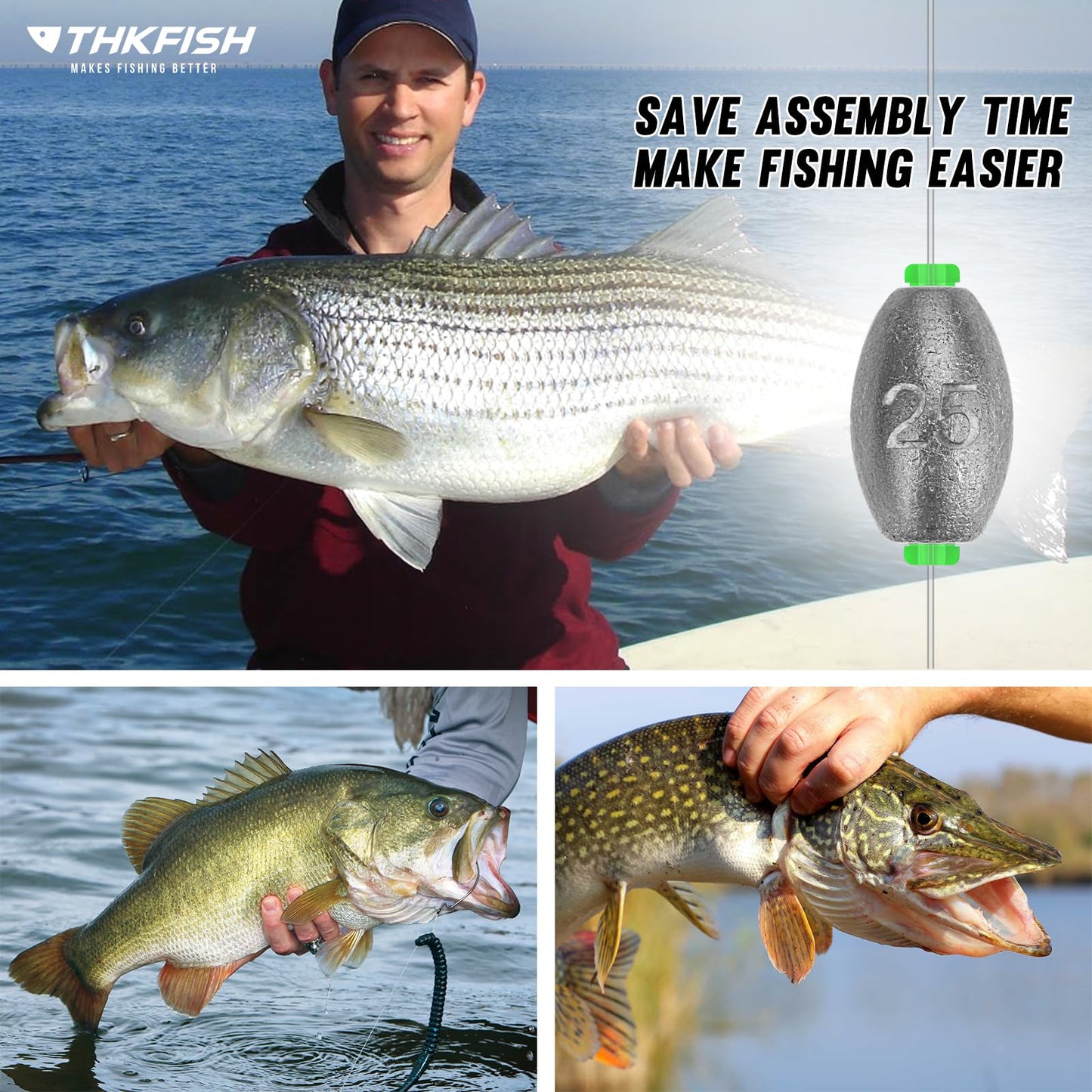 THKFISH Egg Fishing Sinkers Weights, Removable Rubber Core Fishing Weights Twist-Lock Sinker,Bass Weights Sinker Tackle Saltwater Casting Fishing Sinkers Set Oval Freshwater,1/8-1OZ