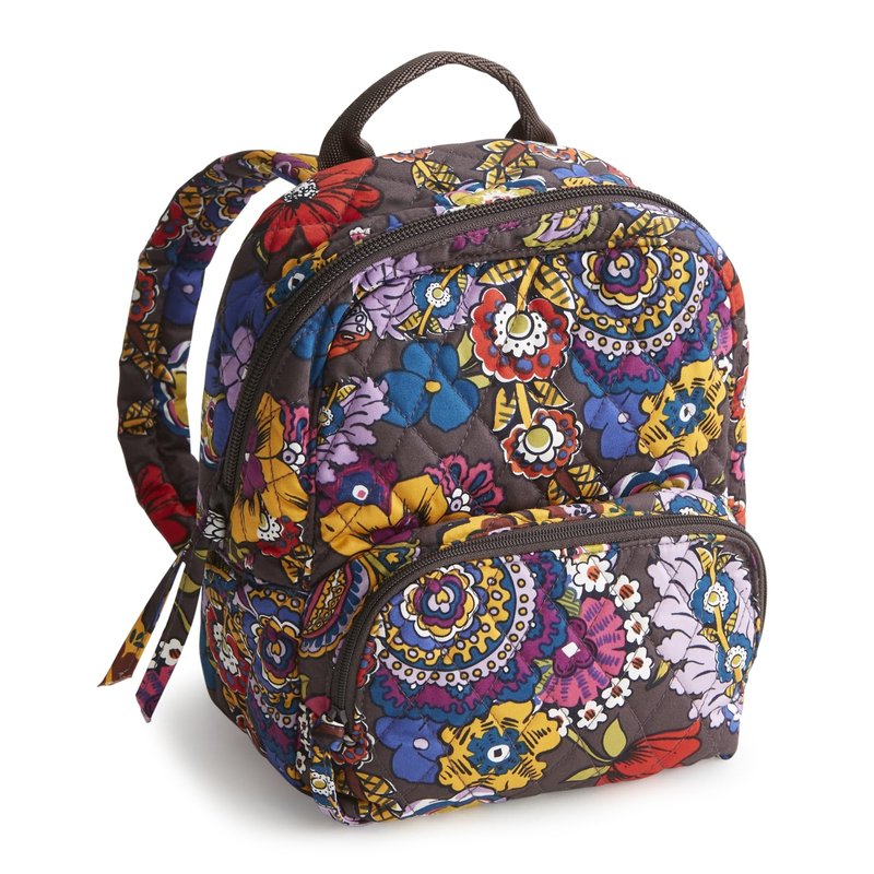Vera Bradley Women's Premium Cotton Mini Banbury Backpack, Tiny Tomatoes Palm, One Size