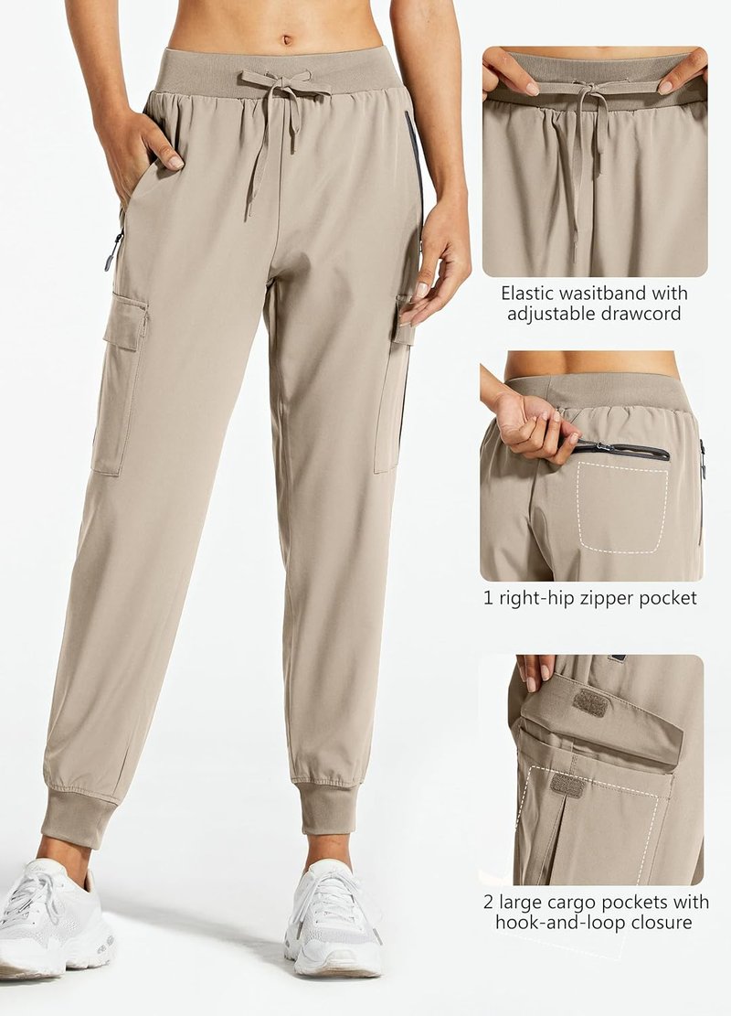 Libin Women's Cargo Joggers - Lightweight Quick-Dry Hiking Pants for Travel & Casual Wear
