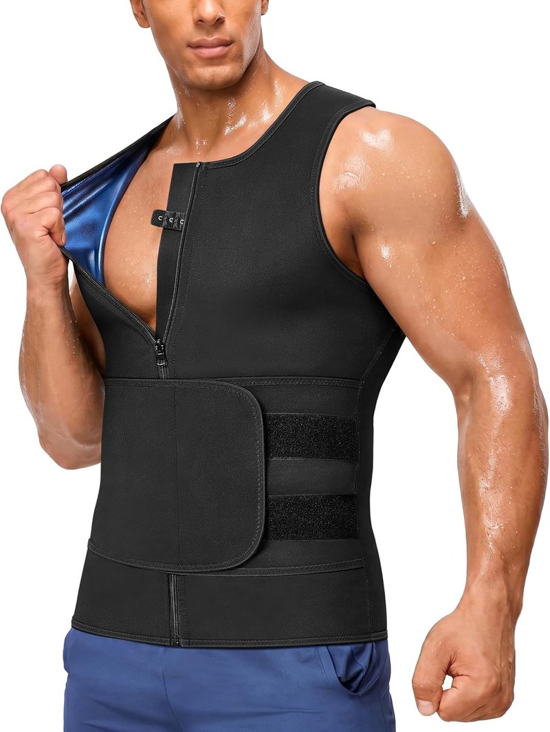 Sauna Suit for Men - 2 in 1 Waist Trainer & Sweat Band for Stomach | Enhance Weight Loss & Fitness
