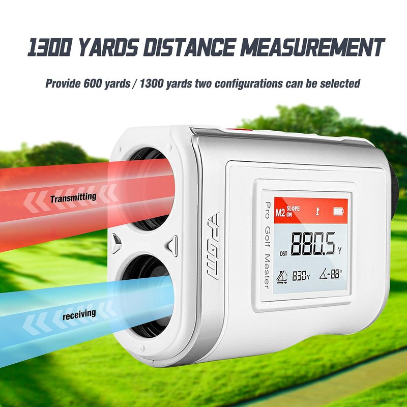 PGM Golf Rangefinder with Slope, Red/Green OLED Display & 7X Magnification Laser Range Finder, 1300 Yards Golf Distance Finder with Pin Lock Vibration, Magnetic Mount & Type-C Rechargeable, White