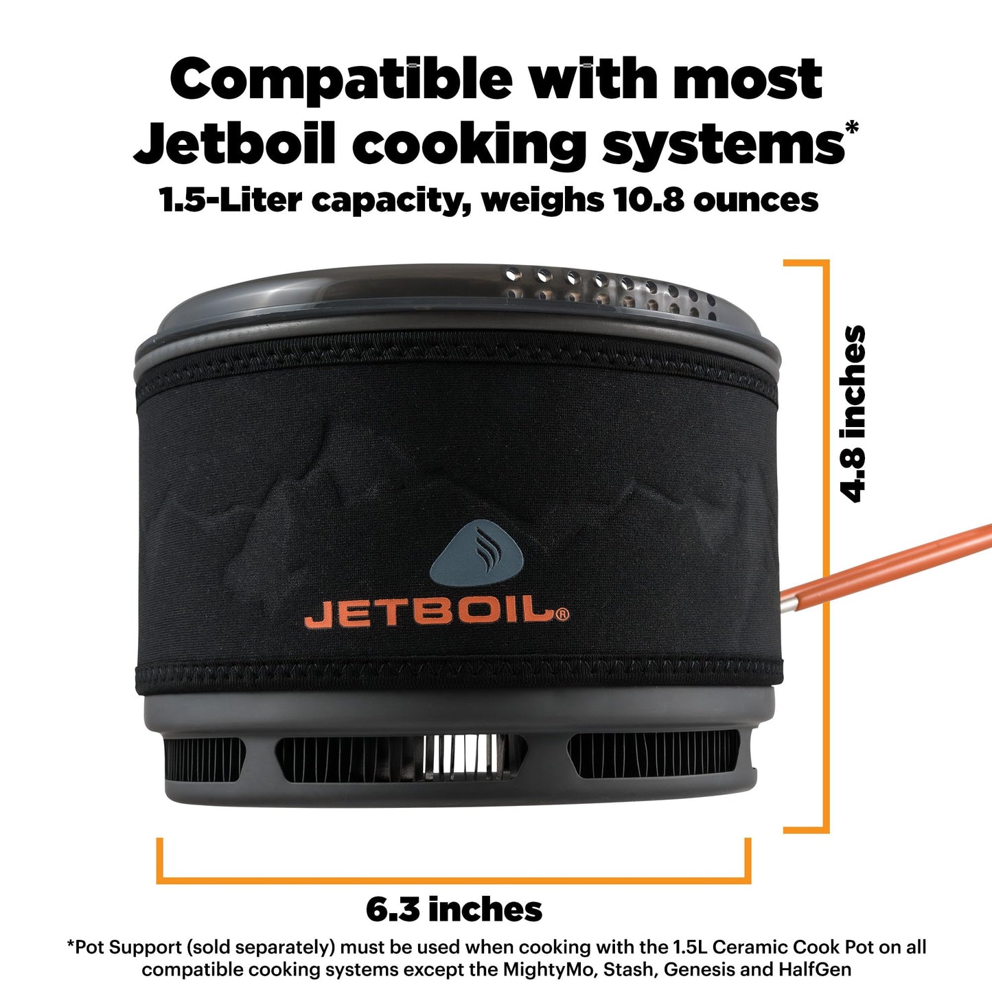 Jetboil 1.5L Ceramic FluxRing Cook Pot for Jetboil Camping and Backpacking Stoves