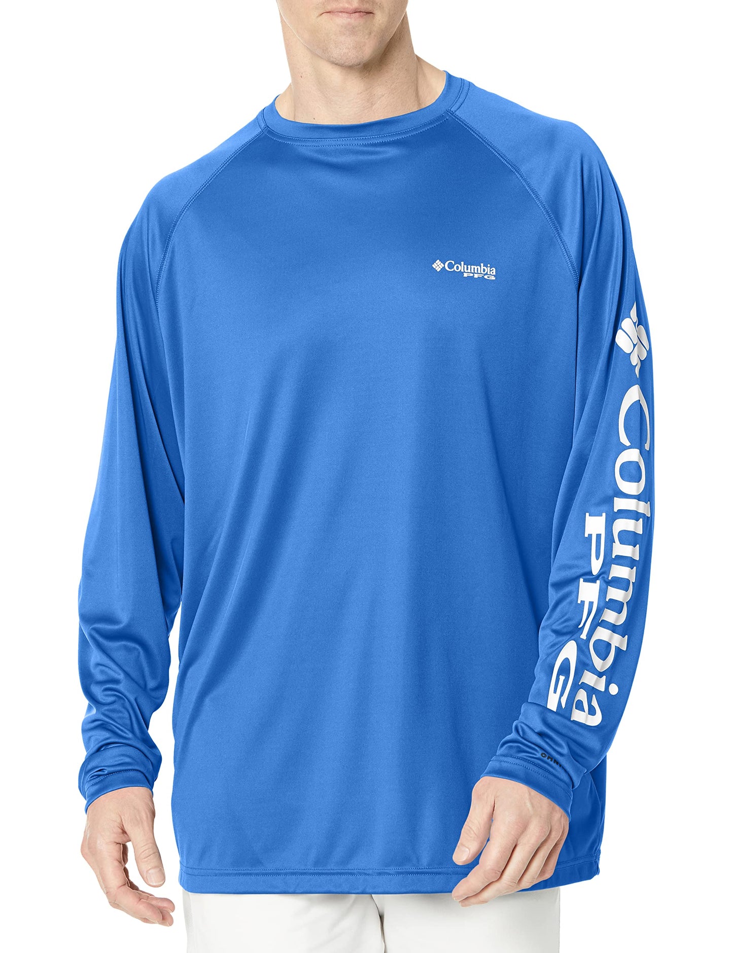 Columbia Men's PFG Terminal Tackle Long Sleeve Fishing Shirt, Vivid Blue/Cool Grey Logo, Large