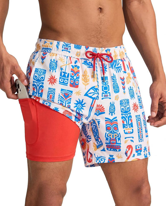 Men's Swim Trunks with Compression Liner - Quick Dry Bathing Suit | 5 Inch, Zipper Pockets, No-Chafing Design