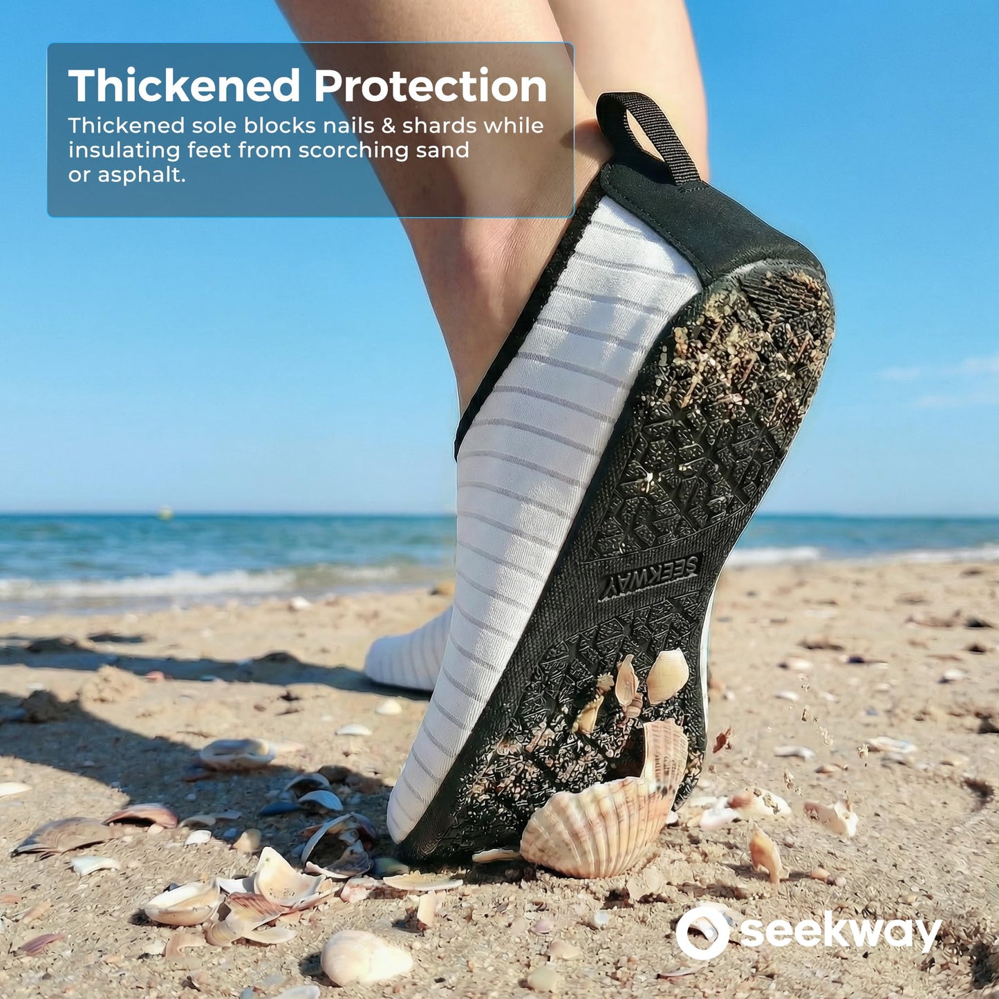 SEEKWAY Water Shoes Quick-Dry Aqua Socks Barefoot Non Slip for Beach Swim Yoga Pool Lake Surf Women Men White SK002(U)