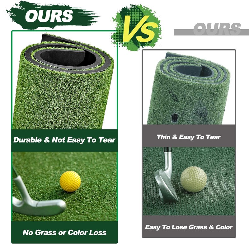 LIBERRWAY Thicken Golf Mat, 5x4ft Practice Turf, Indoor/Outdoor, Training Aid with 9 Golf Balls