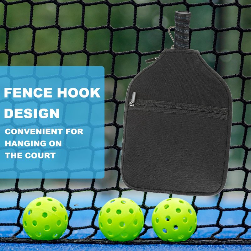 PATIKIL Pickleball Paddle Cover, Universal 12.2x9.4 Inch, Black Neoprene, Zipper Closure, Utility Pocket, Soft Shell, Carrying Strap