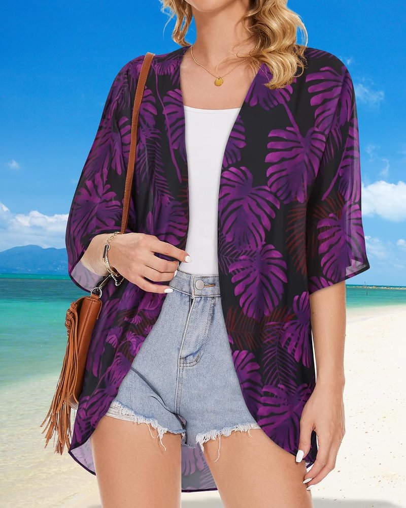 Floral Print Puff Sleeve Kimono Cardigan - Casual Women's Cover-Up Top | Lightweight & Stylish