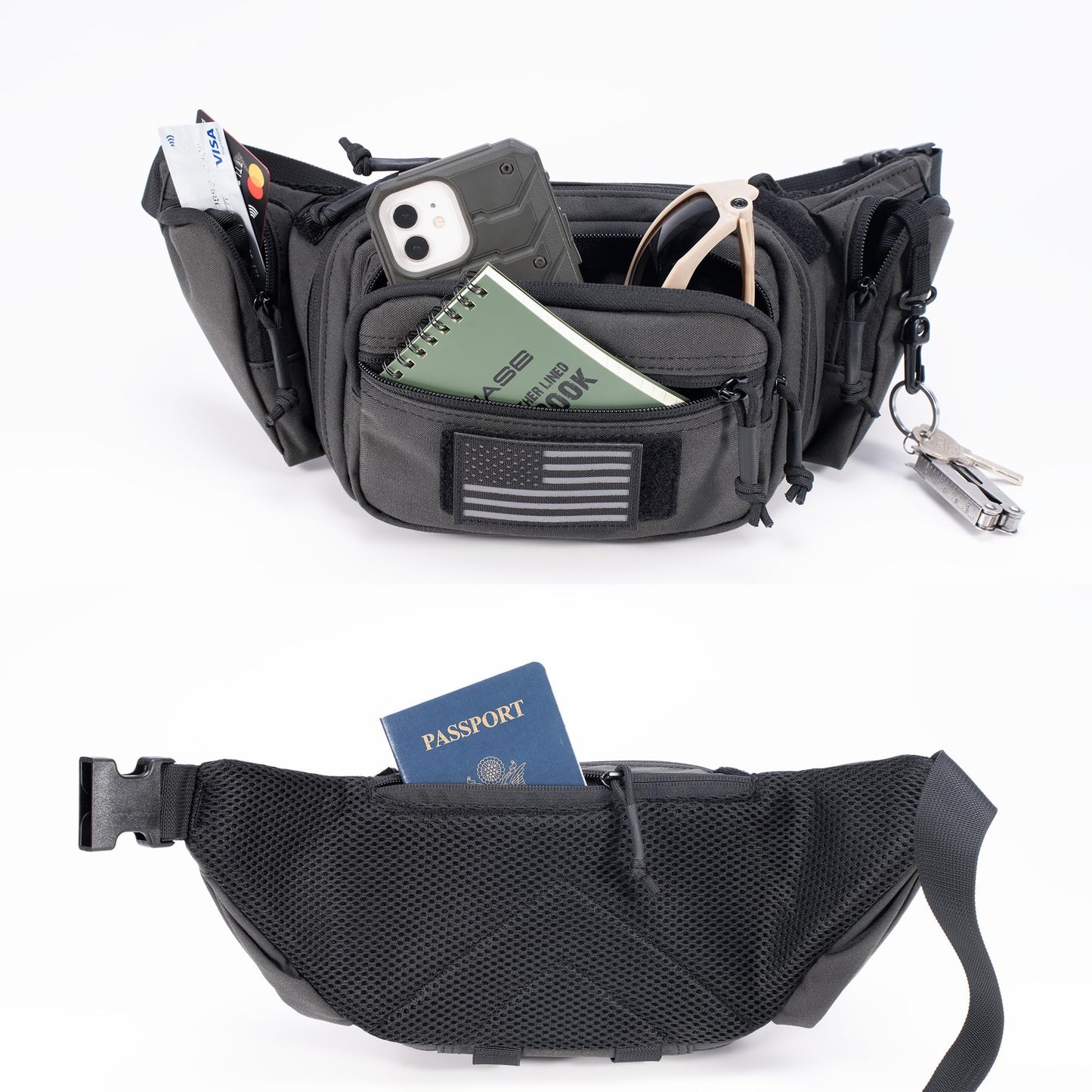CLTAC CCW Tactical Fanny Pack for Concealed Carry, 500D Nylon Low Profile EDC Waist Bag with Pistol Holster & YKK Zippers, Everyday Carry Hip Pack (Range Green)