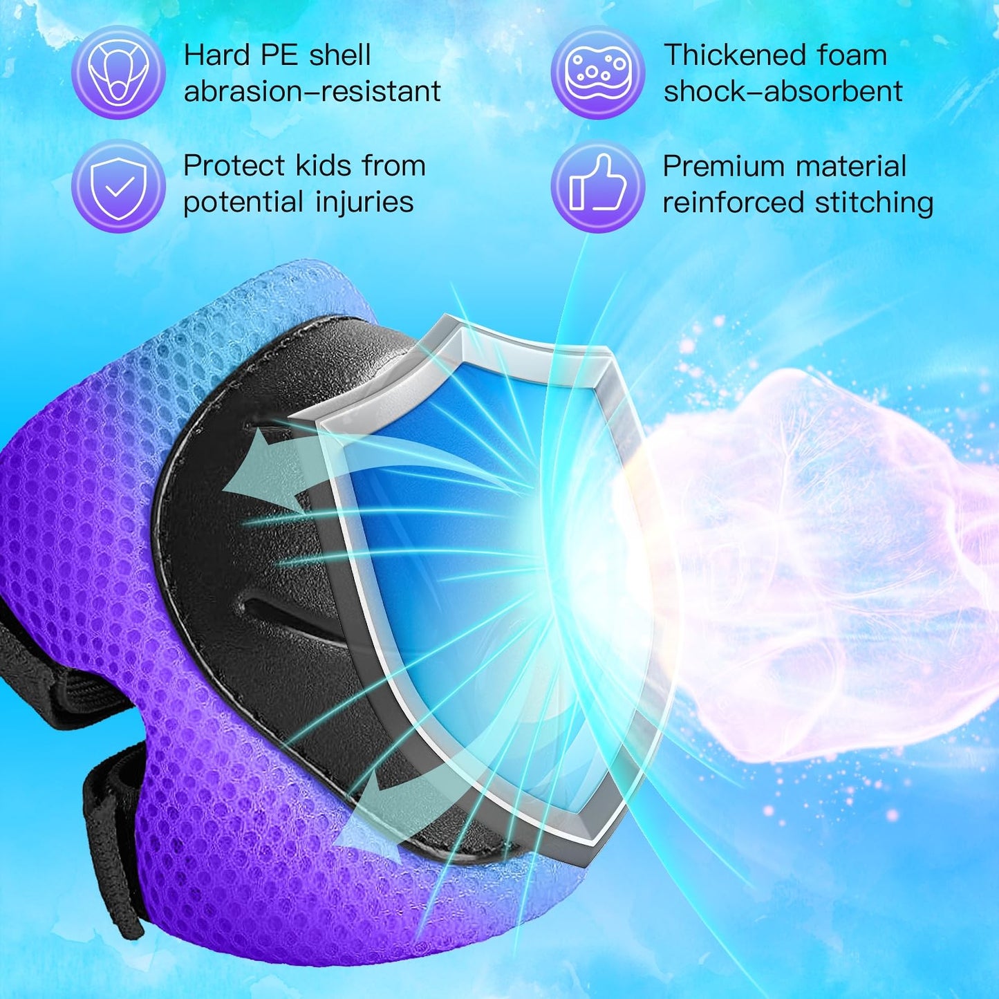 Wemfg Kids Protective Gear Set Knee Pads for Kids 3-14 Years Toddler Knee and Elbow Pads with Wrist Guards 3 in 1 for Skating Cycling Bike Rollerblading Scooter