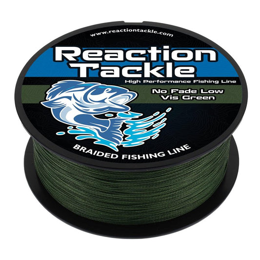 Reaction Tackle Braided Fishing Line - Pro Grade Power Performance for Saltwater or Freshwater Fish - Colored Fishing Line Braid for Extra Visibility - Low Vis Green (No Fade) 10 Lb (150 Yards)