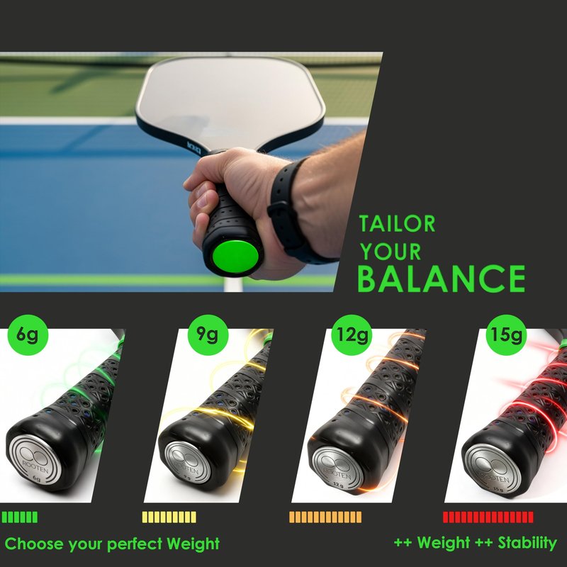 Pickleball Paddle Weighted Cap Coins - 4 X Stainless Steel Pickleball Paddle Weights (6g, 9g, 12g, 15g) – Balance Weights that Enhance Pickleball Performance. Must-Have Pickleball Accessories.