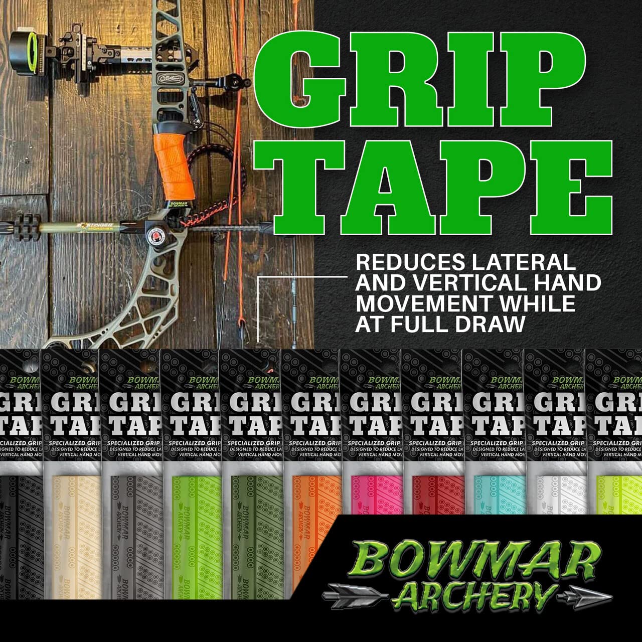 Bowmar Archery Grip Tape, Designed for Archers, Self-Adhering, Effective in Dry or Wet Conditions, Comfortable, Tacky, Easy to Install (White)