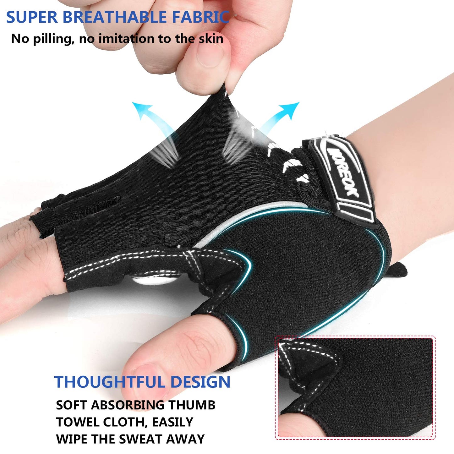 MOREOK Cycling Gloves Bicycle Road Bike Gloves, Half Finger Gel Pad W-L